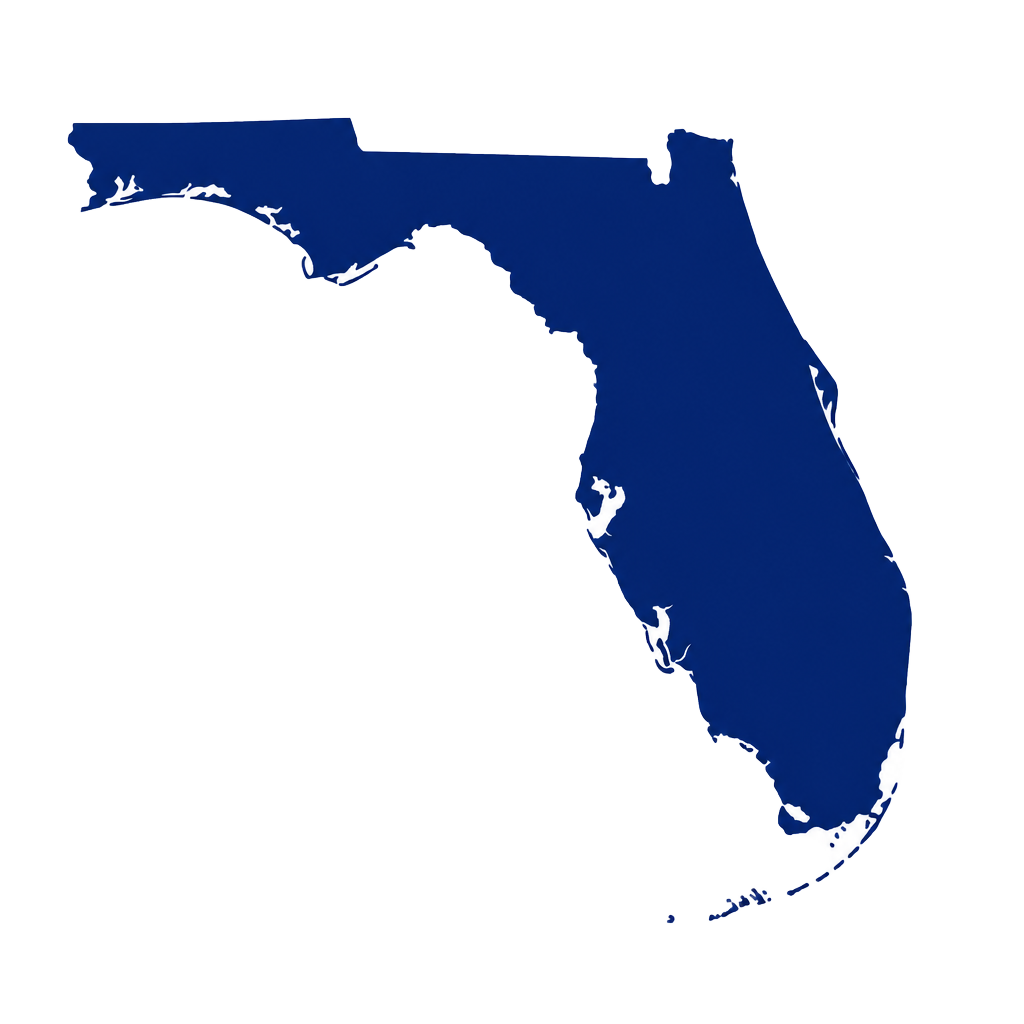 Outline map of Florida showing Nubuild market locations