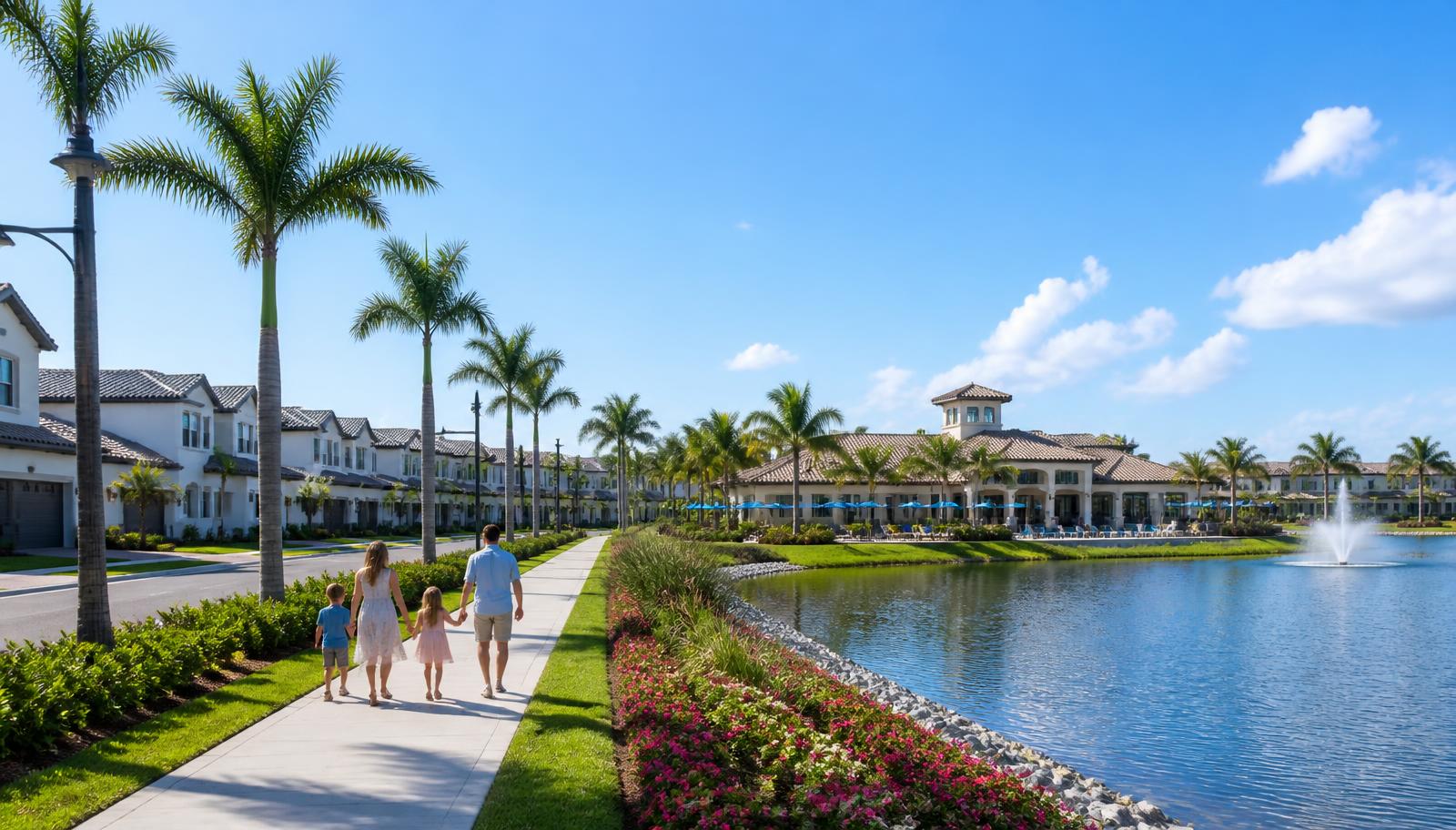 Sunny Florida master-planned community with newly built homes, a lake and clubhouse