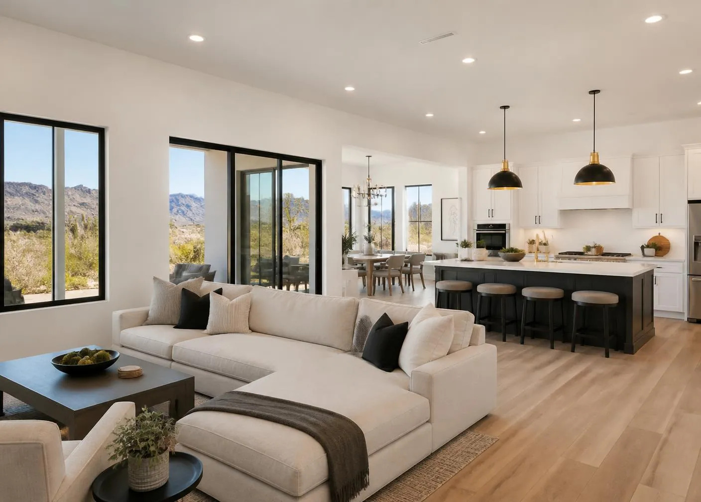 Bright open-concept interior of a newly built Arizona home