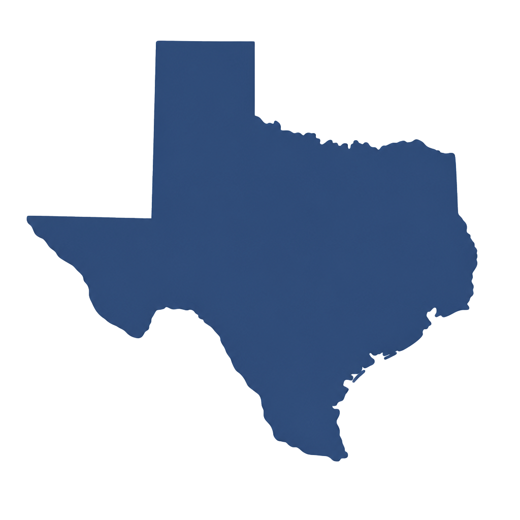 Outline map of Texas showing Nubuild market locations